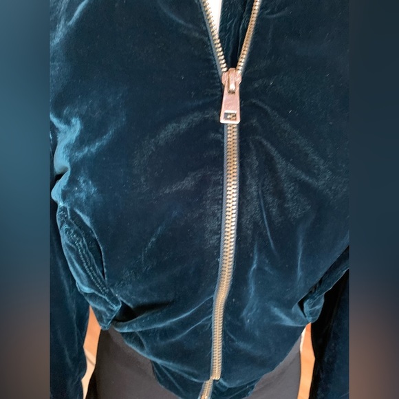 Vintage Y2K 90s Bomber Jacket Velvet Royal Blue Preppy Velour Twee Coquette 1990 - Picture 12 of 16